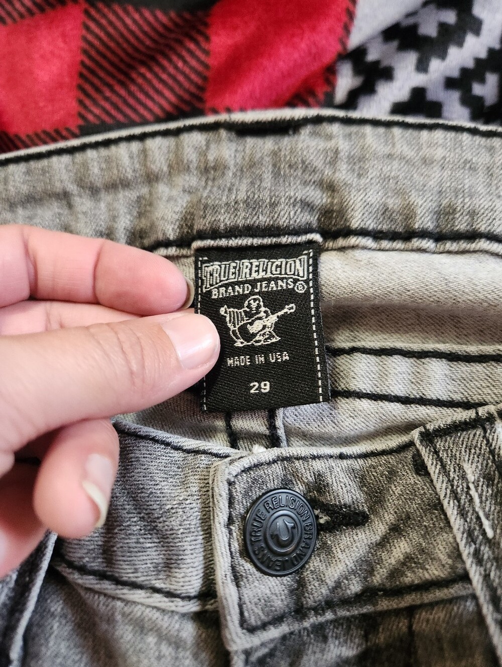 ​Y2K True Religion Billy Low Rise Grey Wash Flap Pocket Jeans 29 EUC - Picture 5 of 10